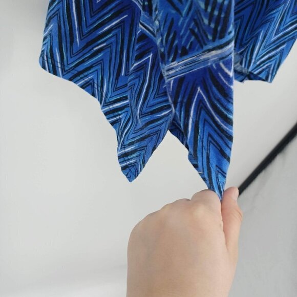 Ulla Popken Border Blues Print V-Neck Cotton Knit Tunic Top Tribal Ombre 32/34 - Picture 6 of 11